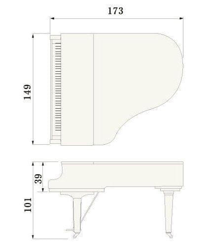 Imagen del contorno piano de cola YAMAHA modelo C2X