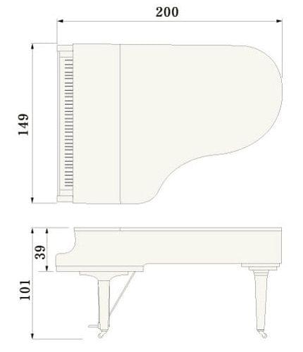 Imagen del contorno piano de cola YAMAHA modelo C5X