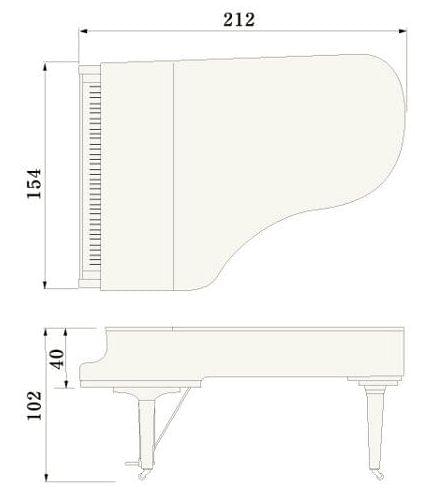 Imagen del contorno piano de cola YAMAHA modelo C6X