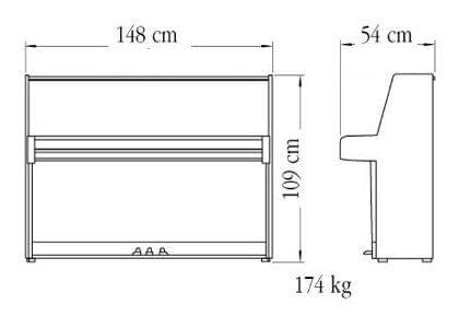 Imagen del contorno piano vertical YAMAHA modelo B1