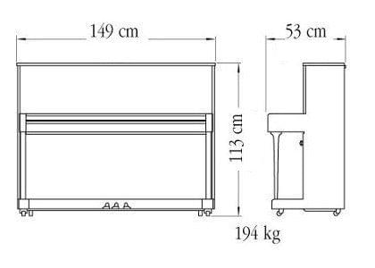 Imagen del contorno piano vertical YAMAHA modelo B2