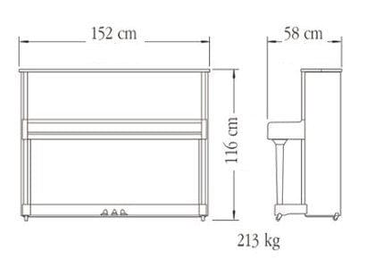 Imagen del contorno piano vertical YAMAHA modelo P116