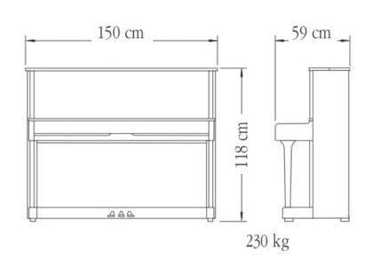 Imagen del contorno piano vertical YAMAHA modelo SU118C