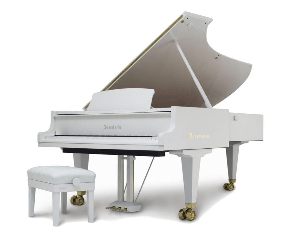 Imagen piano de cola BÖSENDORFER modelo estándar 290 imperial color blanco con banqueta 