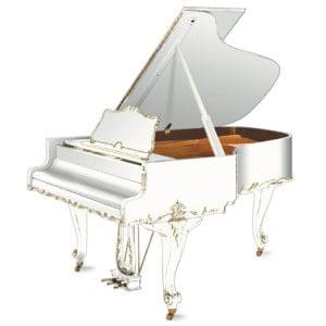 Imagen piano de cola GROTRIAN modelo especial 192 cabinet Rokoko blanco con adornos dorados