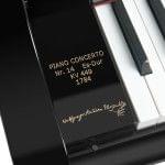 Imagen piano de cola BÖSENDORFER edición limitada Mozart detalle grabado placa