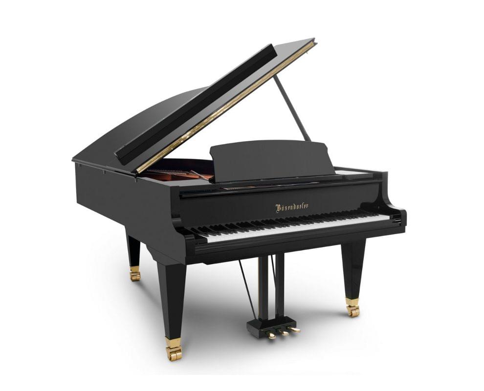 Imagen piano de cola BÖSENDORFER modelo estándar 214 color negro vista desde la izquierda