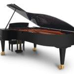 Imagen piano de cola BÖSENDORFER modelo estándar 280 color negro con banqueta vista posterior