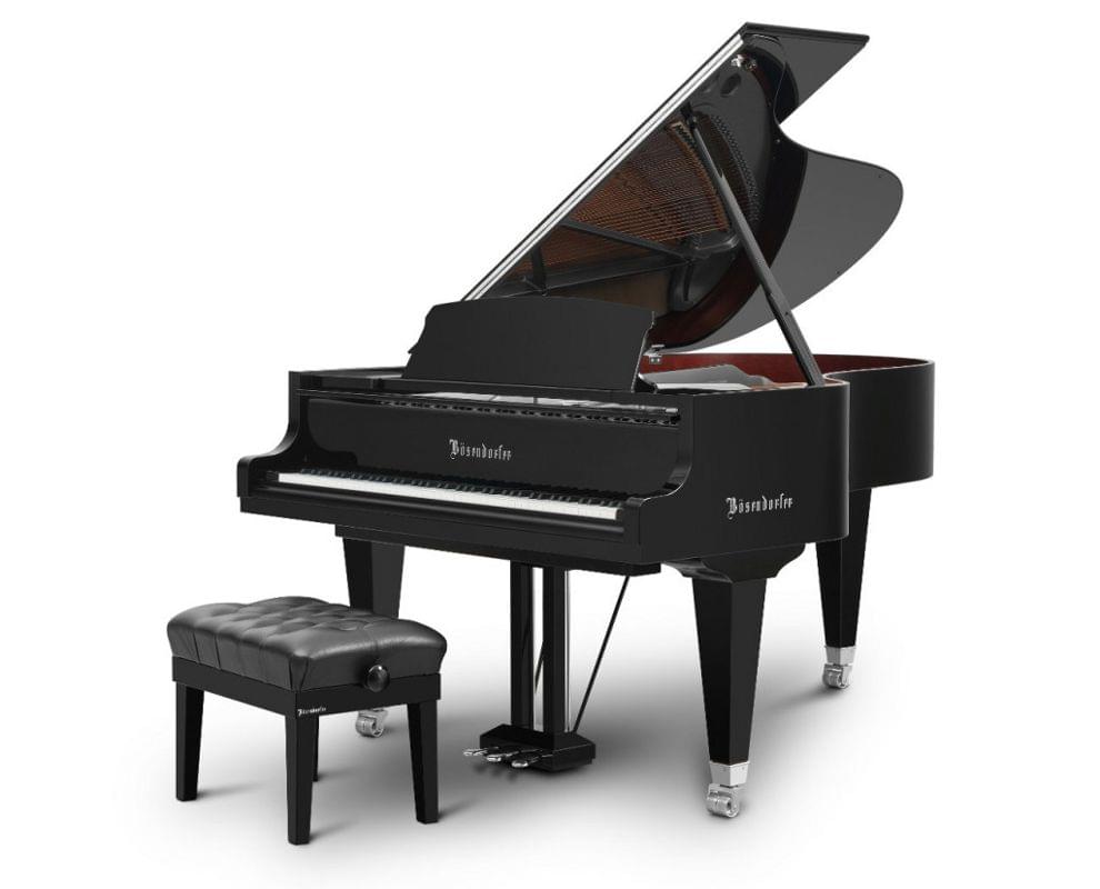 Imagen piano de cola BÖSENDORFER modelo especial Chrome con banquet