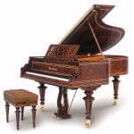 Imagen piano de cola BÖSENDORFER modelo especial Vienna con banqueta madera sequoia