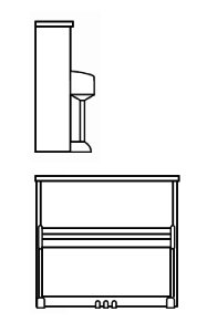 Imagen del contorno piano vertical BÖSENDORFER modelo estándar 130 CL