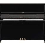 Imagen piano vertical YAMAHA SE Series. Modelo SE122 color negro pulido vista frontal