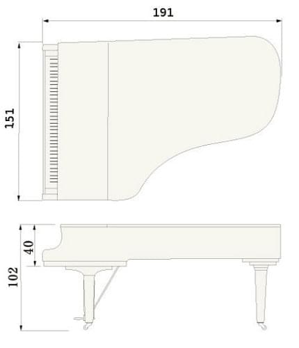 Imagen del contorno piano de cola YAMAHA modelo CF4