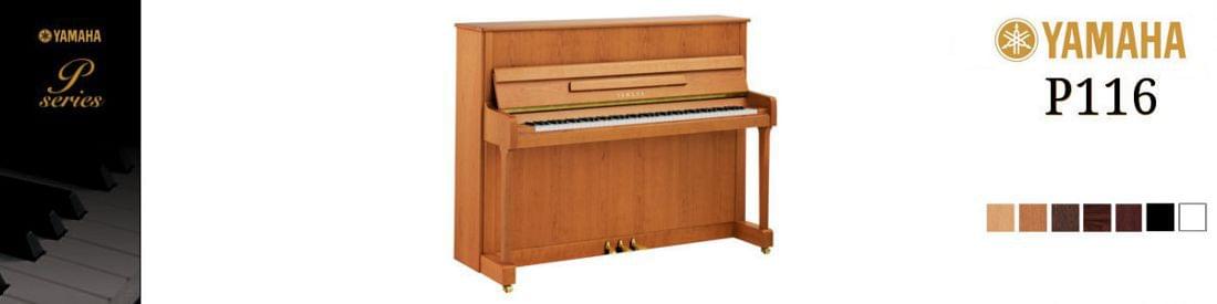 Imagen piano vertical YAMAHA. P Series modelo P116 color cerezo