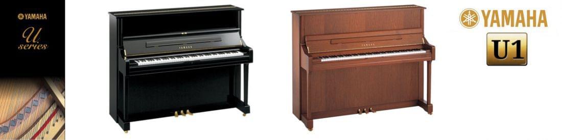 Imagen piano vertical YAMAHA. U Series modelo U1 colores negro pulido y caoba