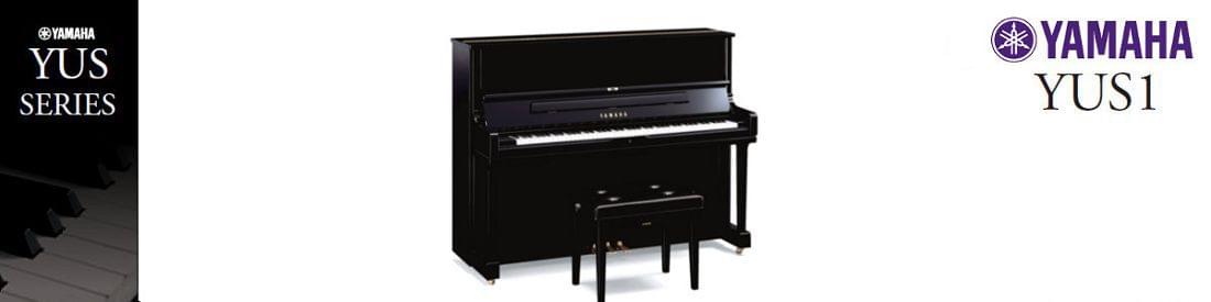 Imagen piano vertical YAMAHA. YUS Series modelo YUS1 color negro pulido