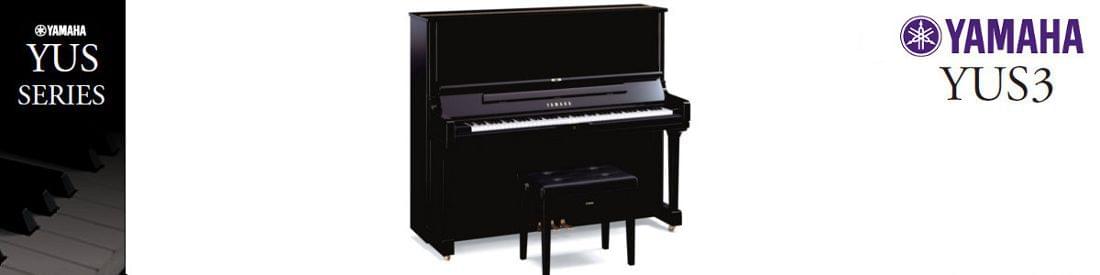 Imagen piano vertical YAMAHA. YUS Series modelo YUS3 color negro pulido