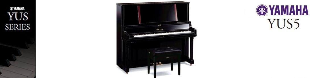 Imagen piano vertical YAMAHA YUS Series. Modelo YUS5 color negro pulido