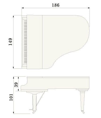 Imatge del contorn piano de cua YAMAHA model C3X