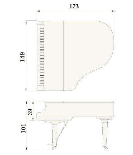 Imatge del contorn piano de cua YAMAHA model GC2