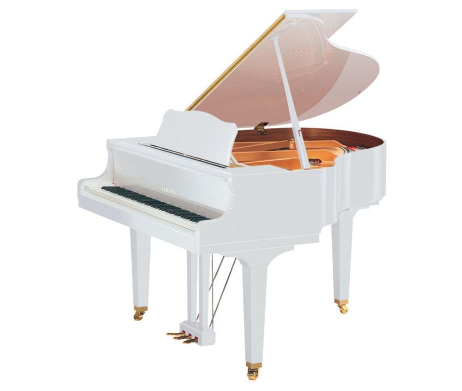 Imagen piano de cola YAMAHA serie estudio. Model GC2 color blanco pulido