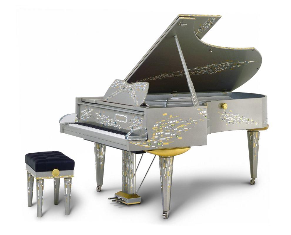 Imagen piano de cola BÖSENDORFER model diseño Swarovski con banqueta