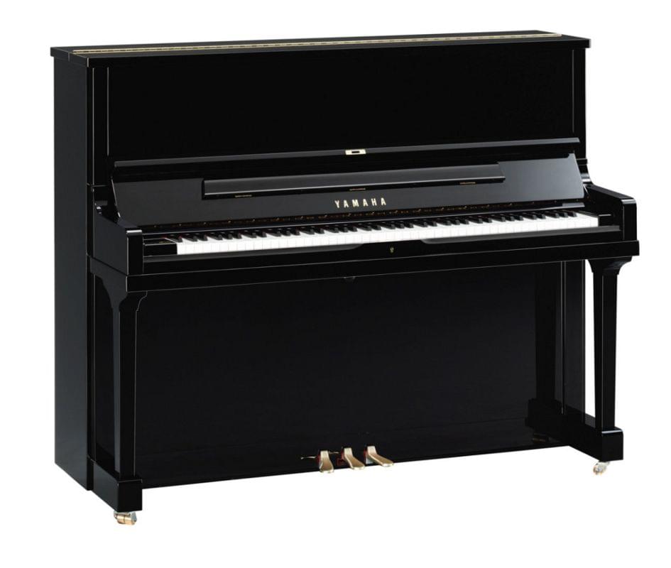 Imagen piano vertical YAMAHA SE Series. Model SE122 color negro pulido
