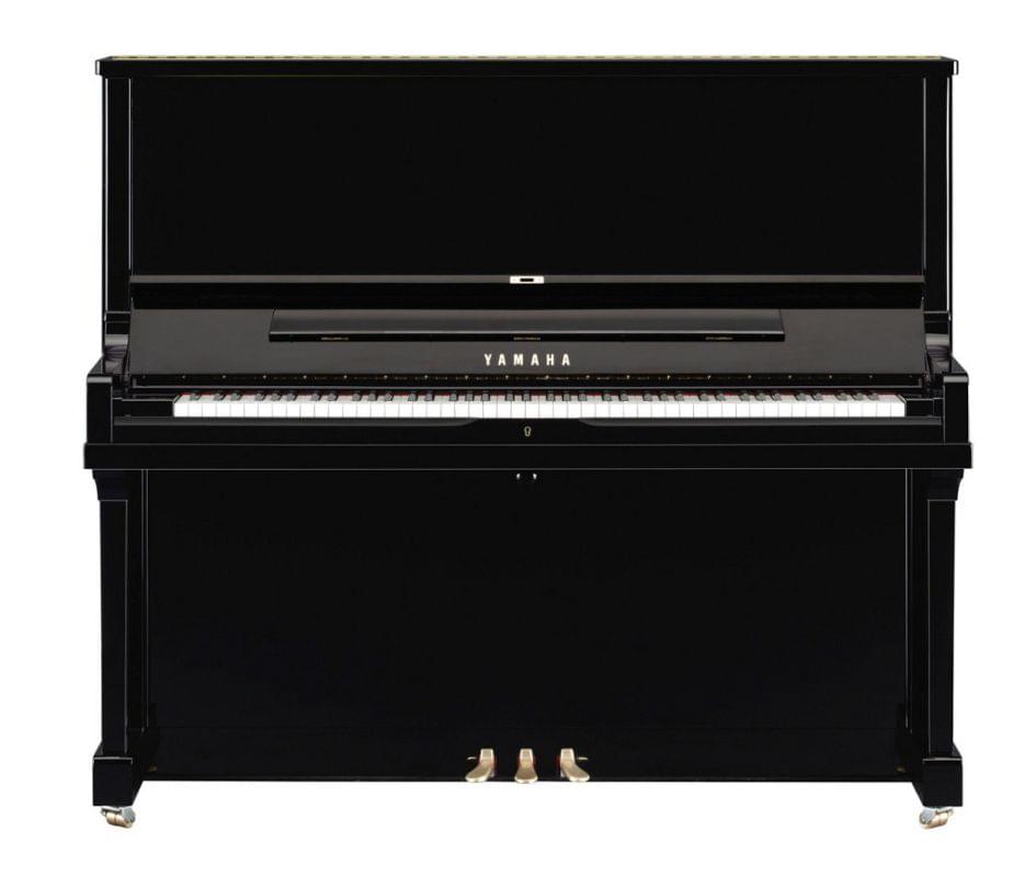 Imagen piano vertical YAMAHA SE Series. Model SE132 color negro pulido vista frontal